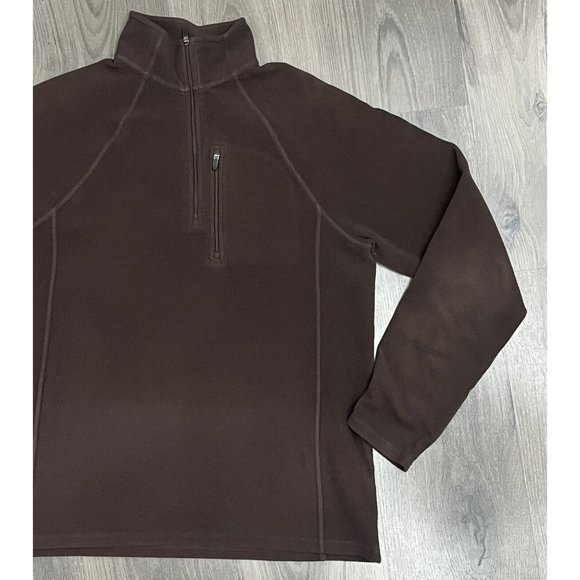 LL Bean 1/4 Quarter Zip Brown Fleece Pullover Mens Small Regular Lightweight - Picture 2 of 6